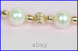 Solid 14k Yellow Gold Genuine White Pearls Set