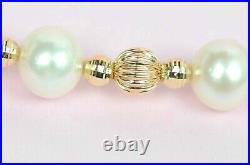 Solid 14k Yellow Gold Genuine White Pearls Set