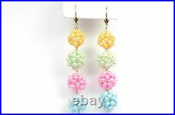 Solid 14k Yellow Gold Genuine dyed Pearl Multi Color Jewelry Set