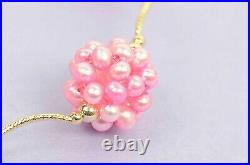 Solid 14k Yellow Gold Genuine dyed Pink Pearl Jewelry Set