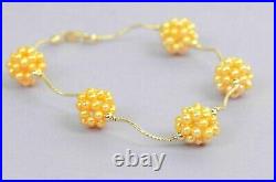 Solid 14k Yellow Gold Genuine dyed Yellow Pearl Jewelry Set