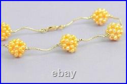 Solid 14k Yellow Gold Genuine dyed Yellow Pearl Jewelry Set