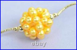 Solid 14k Yellow Gold Genuine dyed Yellow Pearl Jewelry Set