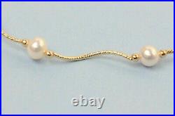 Solid 14k Yellow Gold Natural Genuine White Pearls Set