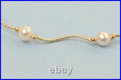 Solid 14k Yellow Gold Natural Genuine White Pearls Set