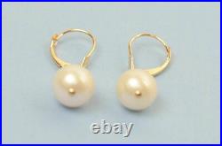 Solid 14k Yellow Gold Natural White Pearls Necklace, Bracelet, Earrings Set Solid 14k Yellow Gold Natural White Pearls Necklace, Bracelet, Earrings Set