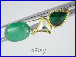Solid 22k Gold Meenakari Faceted Emerald Bead Jade Drop Necklace Earrings Set