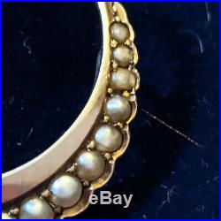 Solid 9ct 9k rose gold moon crescent brooch set w graduating natural pearls ani