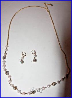 Sorrelli Pearl & Crystal Gold Necklace & Earrings SET