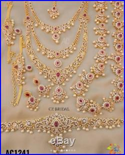 South Indian Women Necklace Set Gold Plated Temple Jewelry Diwali Sale wedding 1