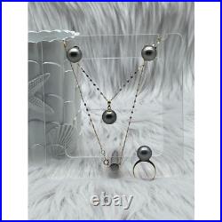 South Sea Pearl Cobalt Complete Set 12.7-12.8mm 14k yellow gold New