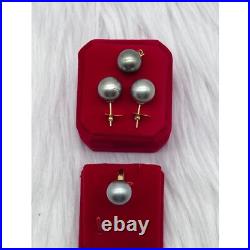South Sea Pearl Cobalt Complete Set 12.7-12.8mm 14k yellow gold New