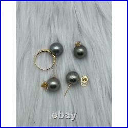 South Sea Pearl Cobalt Complete Set 12.7-12.8mm 14k yellow gold New