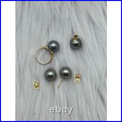 South Sea Pearl Cobalt Complete Set 12.7-12.8mm 14k yellow gold New