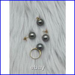 South Sea Pearl Cobalt Complete Set 12.7-12.8mm 14k yellow gold New