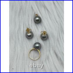 South Sea Pearl Cobalt Complete Set 12.7-12.8mm 14k yellow gold New