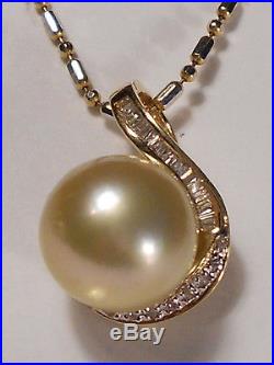 South Sea golden pearl set(Ring, Earrings&Pendant), diamonds, solid 14k yellow gold