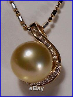 South Sea golden pearl set(Ring, Earrings&Pendant), diamonds, solid 14k yellow gold