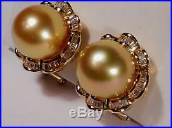 South Sea golden pearl set(ring, earrings, pendant), diamonds, solid 14k yellow gold