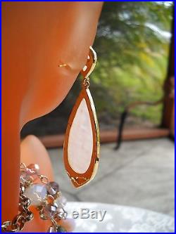 Spring Sale Rose Quartz Swarovski Crystals Set 18k Gold Francisca Majorca Pearls