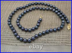 Stunning 14K 14ct Gold 5/6mm Black Akoya Pearl 17 Necklace & Stud Earring Set