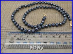 Stunning 14K 14ct Gold 5/6mm Black Akoya Pearl 17 Necklace & Stud Earring Set