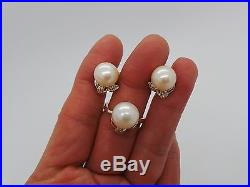 Stunning 14k Y South Sea Pearl & Diamond Set Of Earring & Ring Size 6.75 E13546