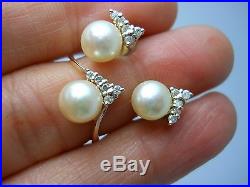 Stunning 14k Yg Set Of Pearl & Diamond Ring & Earring Size 5 G90698-3