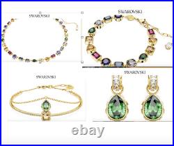 Stunning 4 Piece Set/Swarovski Stilla Necklace/2 Bracelets/Pear Drop Earrings