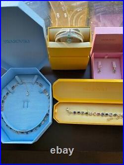 Stunning 4 Piece Set/Swarovski Stilla Necklace/2 Bracelets/Pear Drop Earrings