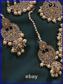 Stunning 9 Piece Quality Indian Wedding Bridal Gold Pearl Rani Set RRP £ 500