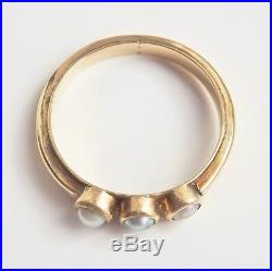 Stunning Antique Georgian 18ct Gold Pearl set Trilogy Ring c1825 UK Size'O