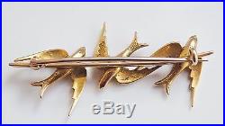 Stunning Antique Victorian 15ct Gold Pearl set'Three Swallows' Brooch c1895