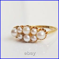 Stunning Antique Victorian 18ct Gold Pearl set Ring c1900 UK Size'N 1/2