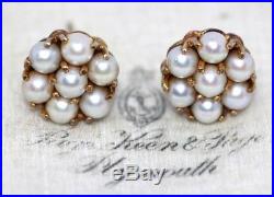 Stunning Antique pearl cluster earrings set in 9 ct gold Edwardian