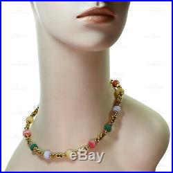 Stunning BULGARI Gemstone 18k Yellow Gold Bead Link Necklace & Earrings Set