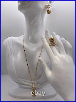 Stunning Genuine Natural Golden South Sea Pearl Jewelry Set