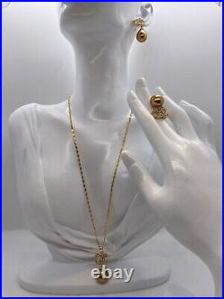 Stunning Genuine Natural Golden South Sea Pearl Jewelry Set