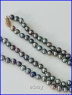 Stunning JACMEL MAURITIUS 14K Gold BLUE PEARL NECKLACE & Earring Set