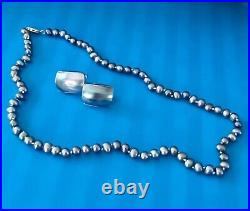 Stunning JACMEL MAURITIUS 14K Gold BLUE PEARL NECKLACE & Earring Set