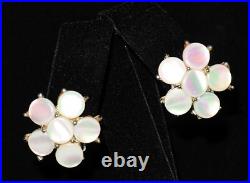 Stunning MARHILL MOTHER of PEARL Disc Goldtone Necklace Bracelet Earring SET
