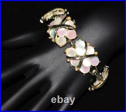 Stunning MARHILL MOTHER of PEARL Disc Goldtone Necklace Bracelet Earring SET