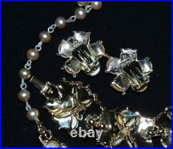 Stunning MARHILL MOTHER of PEARL Disc Goldtone Necklace Bracelet Earring SET