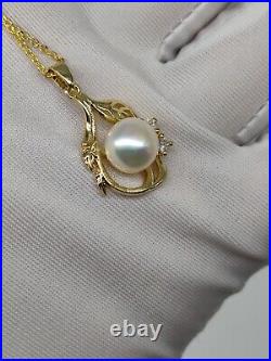 Stunning Set of Two Layered Seawater Pearl Necklace & Earrings 18K Gold Birthday