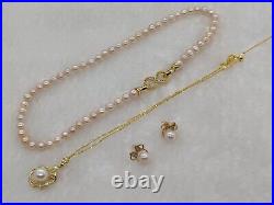 Stunning Set of Two Layered Seawater Pearl Necklace & Earrings 18K Gold Birthday