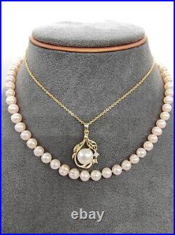 Stunning Set of Two Layered Seawater Pearl Necklace & Earrings 18K Gold Birthday