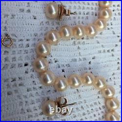 Stunning Vintage Majorica Pearl Gold Necklace &Pearl Gold Necklace & Earring Set