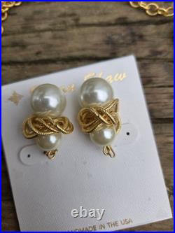 Susan Shaw Set 24k Gold Pearl Oyster Necklace And 24k Pearl Earings