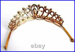 Swarovski Signed Wedding Tiara Gold Plated Set with Crystals & Pearls MIB COA
