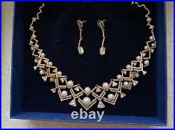 Swarovski necklace & earrings set with crystals & faux pearls. Perfect condition